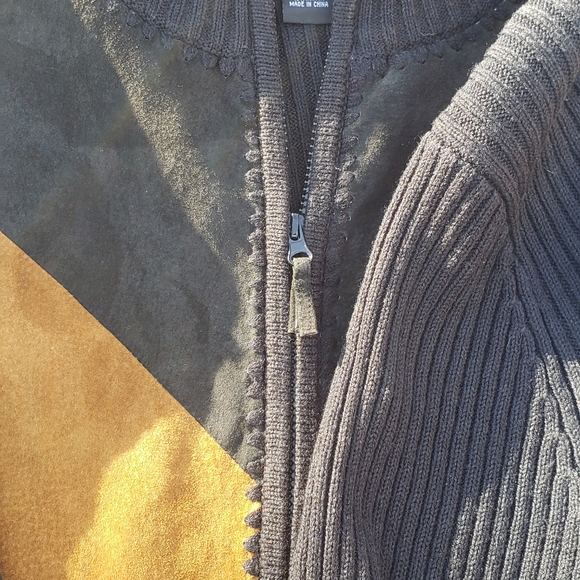 Vintage leather breasted ribbe sweater - Picture 5 of 7